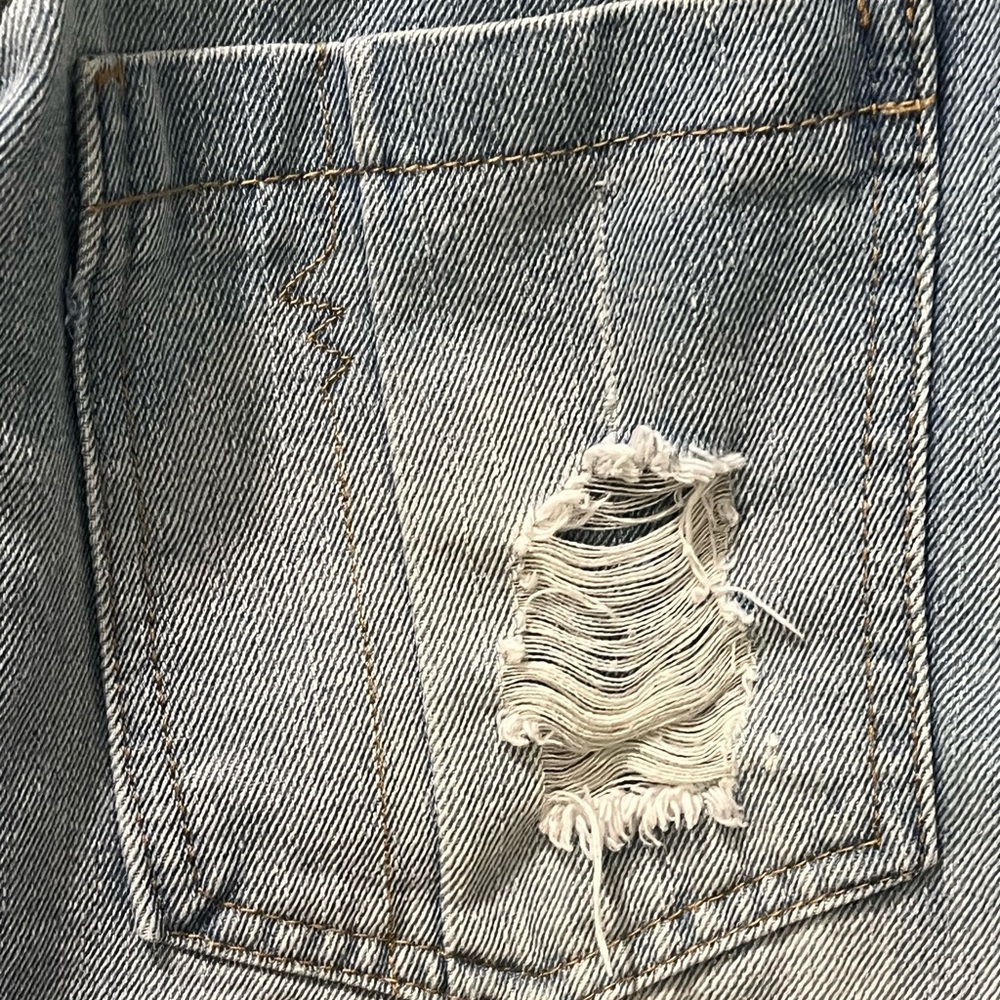 Jou Jou Women's Distressed Blue Denim Jacket size XL - Picture 6 of 10